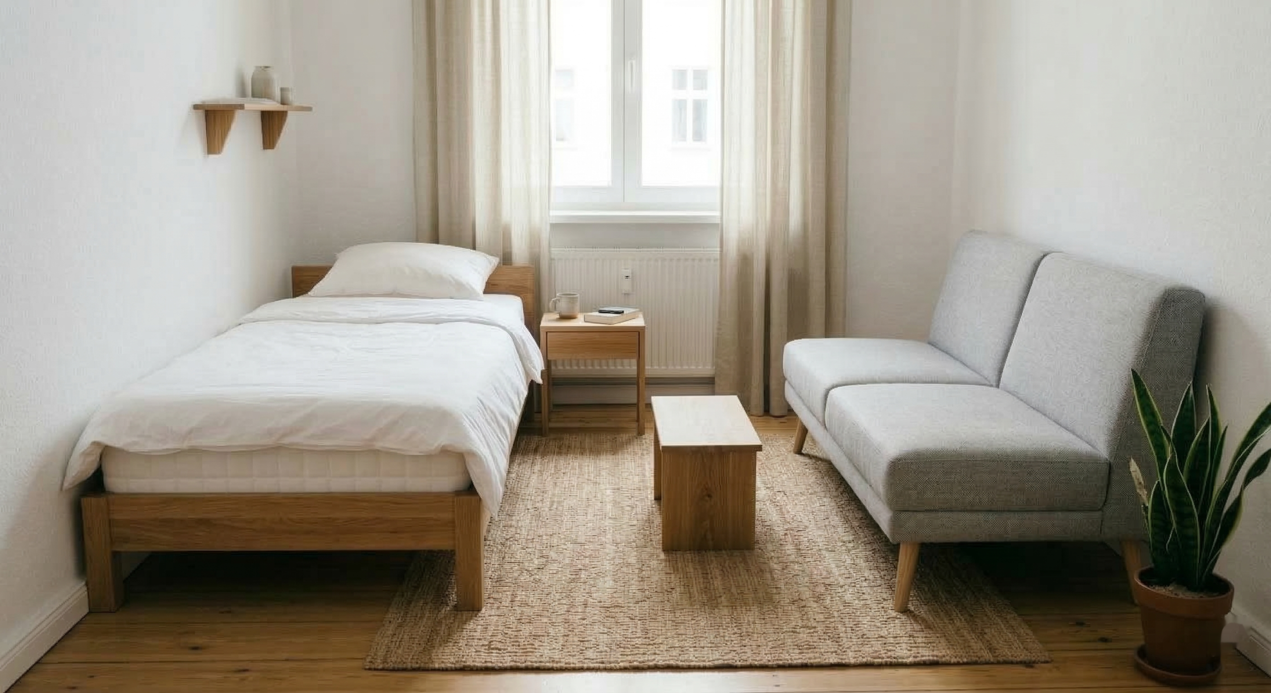 代替案:ベッド+コンパクトソファ